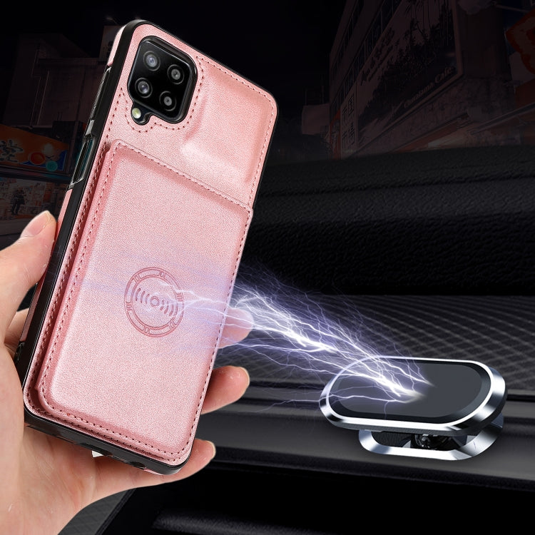 For Samsung Galaxy A12 5G Calf Texture Magnetic Card Bag PU Phone Case