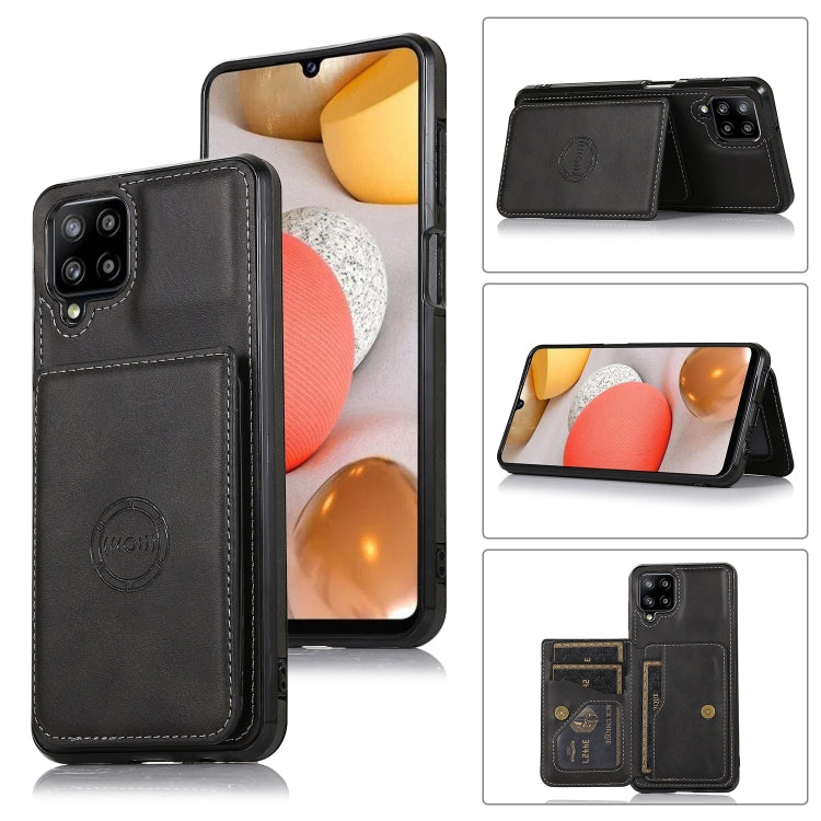 For Samsung Galaxy A12 5G Calf Texture Magnetic Card Bag PU Phone Case