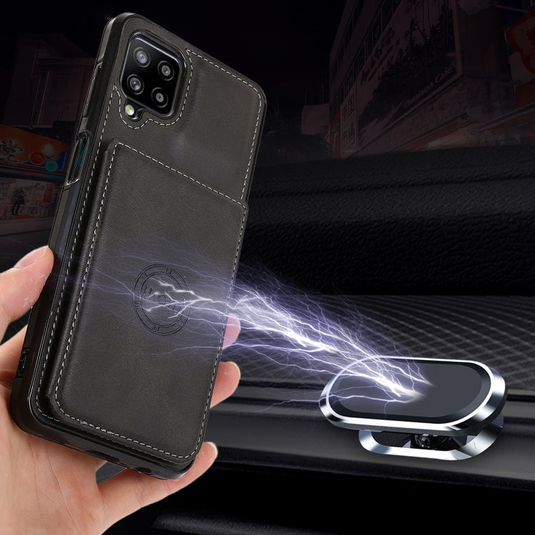 For Samsung Galaxy A12 5G Calf Texture Magnetic Card Bag PU Phone Case
