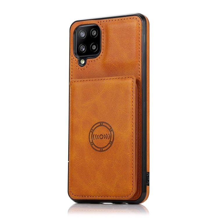 For Samsung Galaxy A12 5G Calf Texture Magnetic Card Bag PU Phone Case