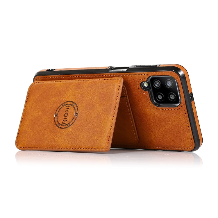 For Samsung Galaxy A12 5G Calf Texture Magnetic Card Bag PU Phone Case