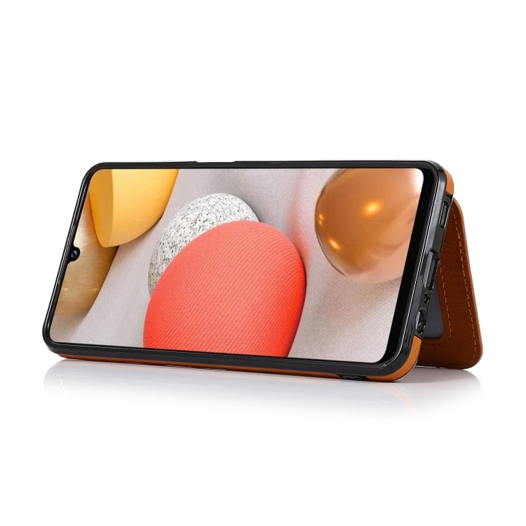 For Samsung Galaxy A12 5G Calf Texture Magnetic Card Bag PU Phone Case