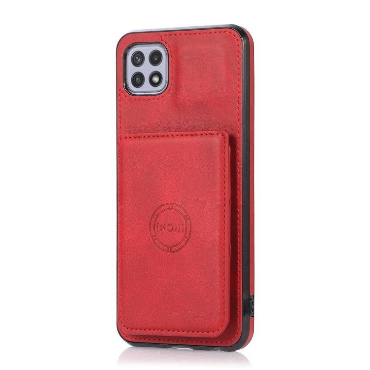 For Samsung Galaxy A22 5G Calf Texture Magnetic Card Bag PU Phone Case