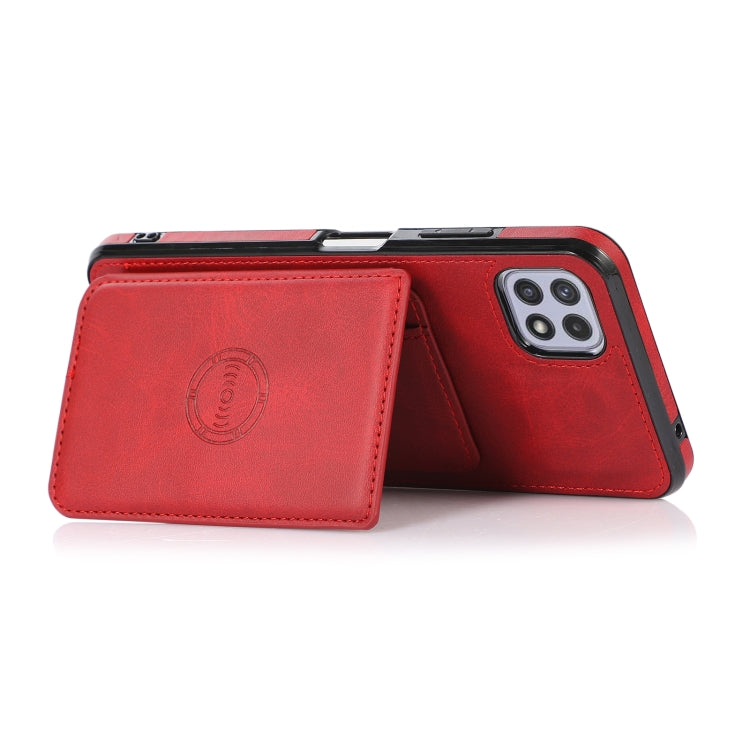 For Samsung Galaxy A22 5G Calf Texture Magnetic Card Bag PU Phone Case
