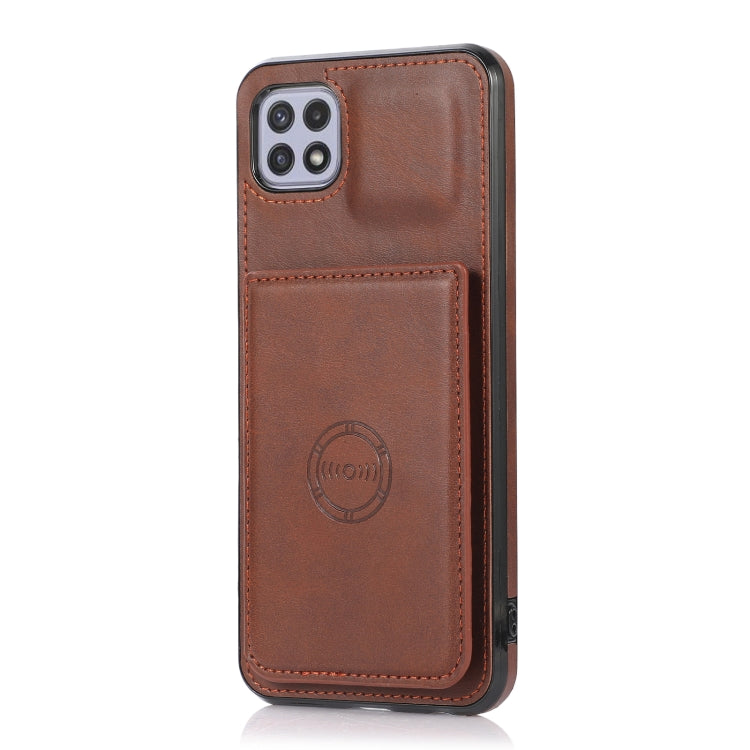 For Samsung Galaxy A22 5G Calf Texture Magnetic Card Bag PU Phone Case