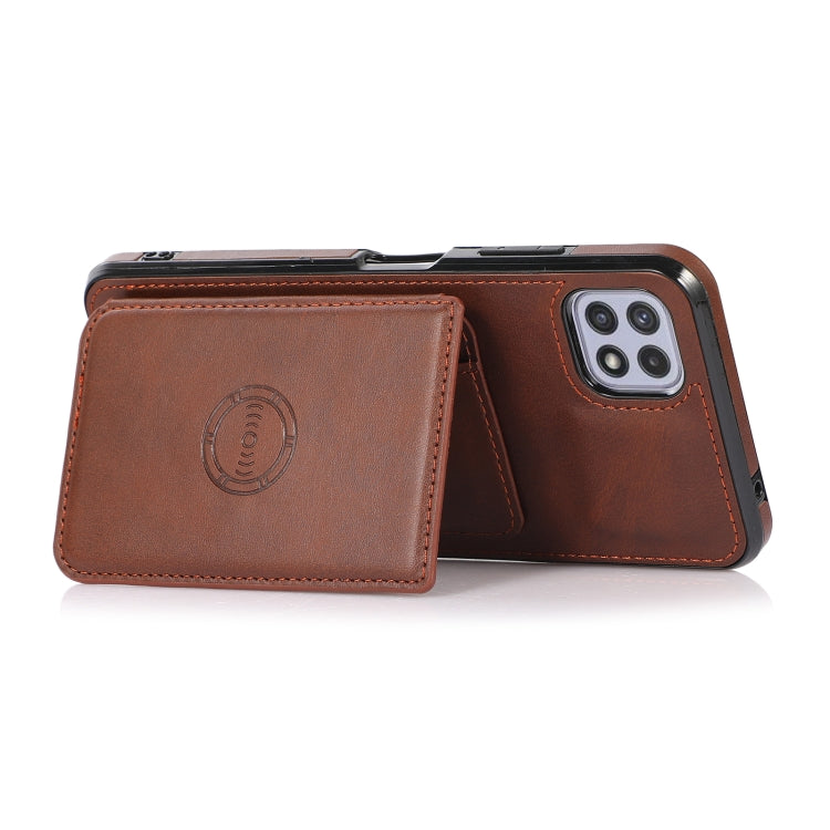 For Samsung Galaxy A22 5G Calf Texture Magnetic Card Bag PU Phone Case