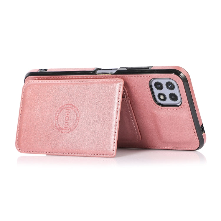 For Samsung Galaxy A22 5G Calf Texture Magnetic Card Bag PU Phone Case
