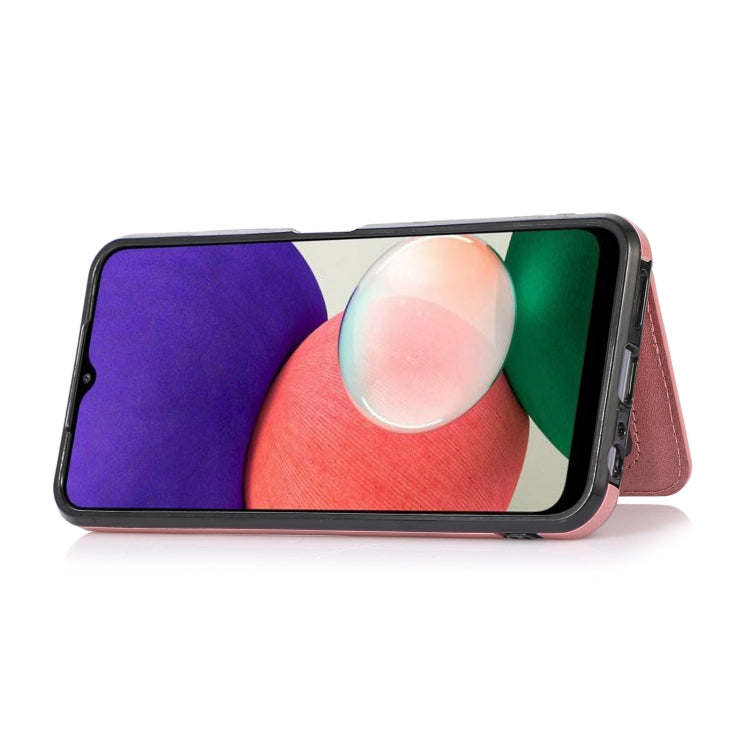 For Samsung Galaxy A22 5G Calf Texture Magnetic Card Bag PU Phone Case