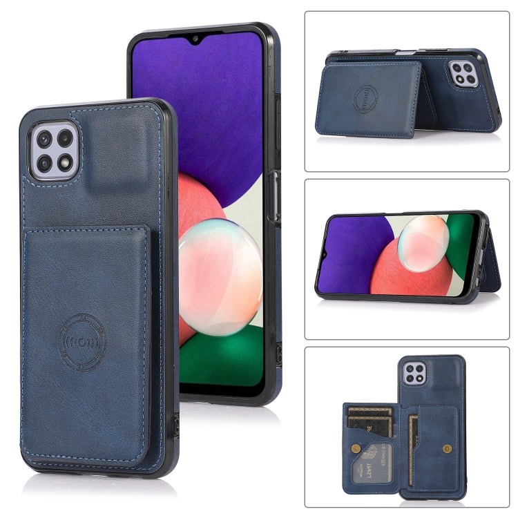 For Samsung Galaxy A22 5G Calf Texture Magnetic Card Bag PU Phone Case
