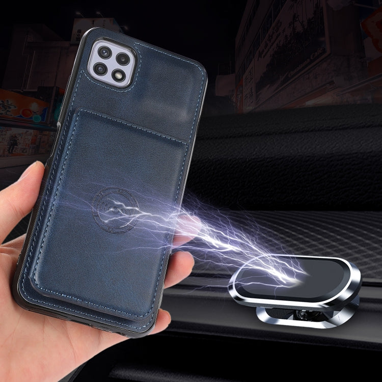 For Samsung Galaxy A22 5G Calf Texture Magnetic Card Bag PU Phone Case