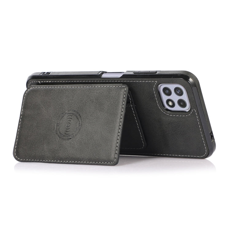 For Samsung Galaxy A22 5G Calf Texture Magnetic Card Bag PU Phone Case