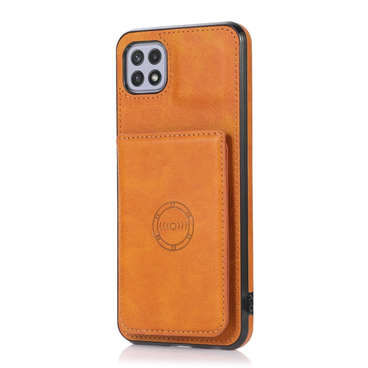 For Samsung Galaxy A22 5G Calf Texture Magnetic Card Bag PU Phone Case