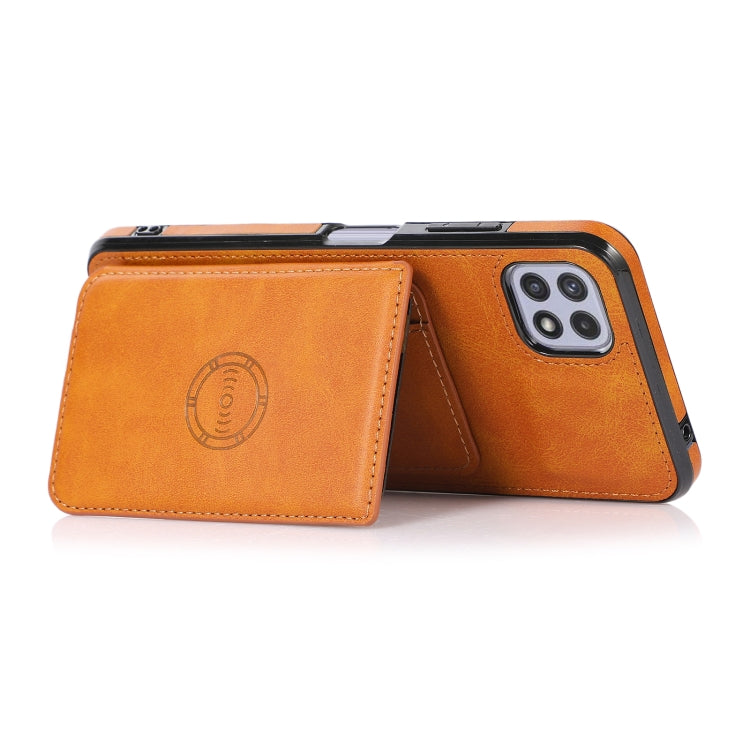 For Samsung Galaxy A22 5G Calf Texture Magnetic Card Bag PU Phone Case