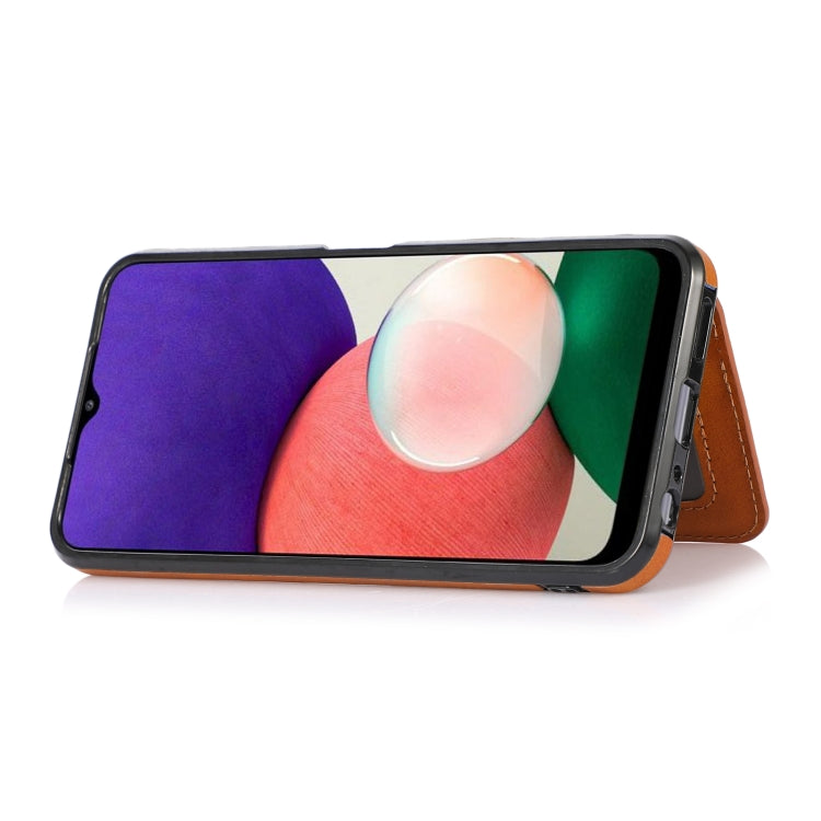 For Samsung Galaxy A22 5G Calf Texture Magnetic Card Bag PU Phone Case