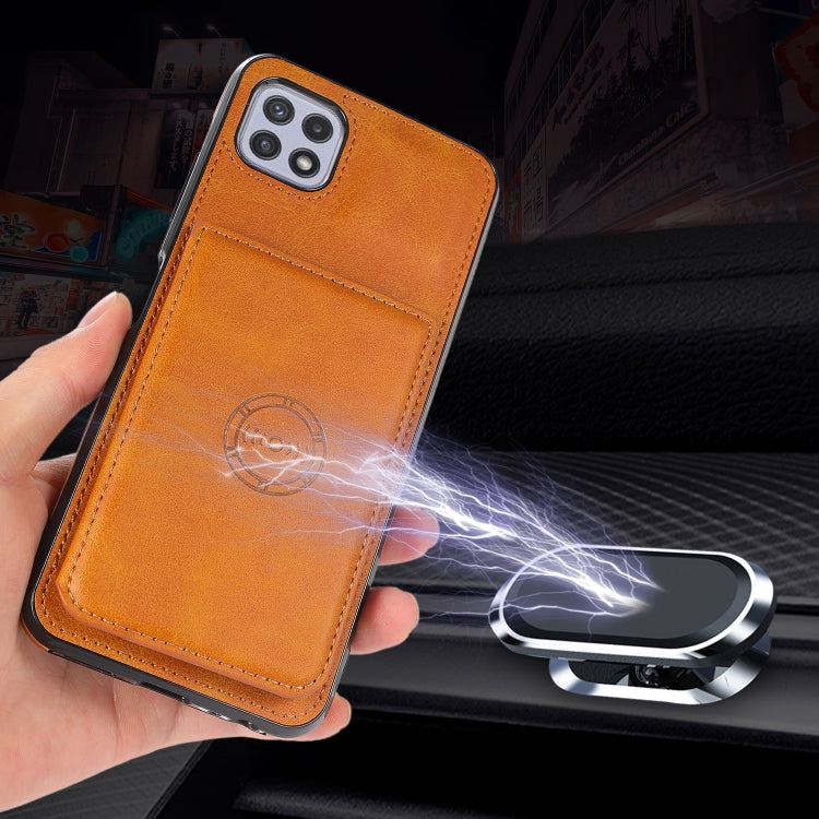 For Samsung Galaxy A22 5G Calf Texture Magnetic Card Bag PU Phone Case