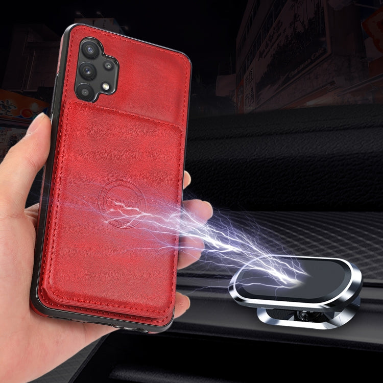 For Samsung Galaxy A32 4G Calf Texture Magnetic Card Bag PU Phone Case