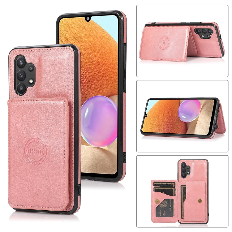 For Samsung Galaxy A32 4G Calf Texture Magnetic Card Bag PU Phone Case