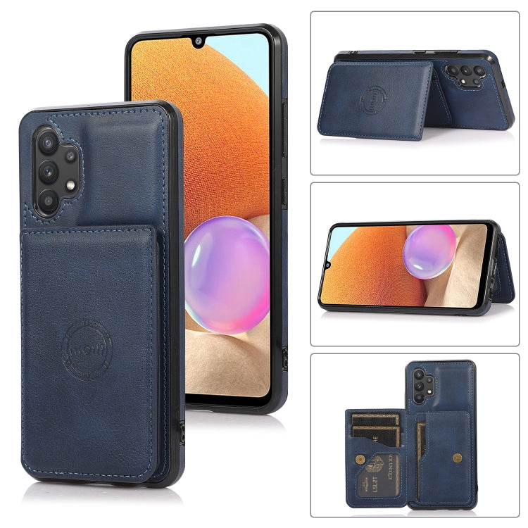 For Samsung Galaxy A32 4G Calf Texture Magnetic Card Bag PU Phone Case