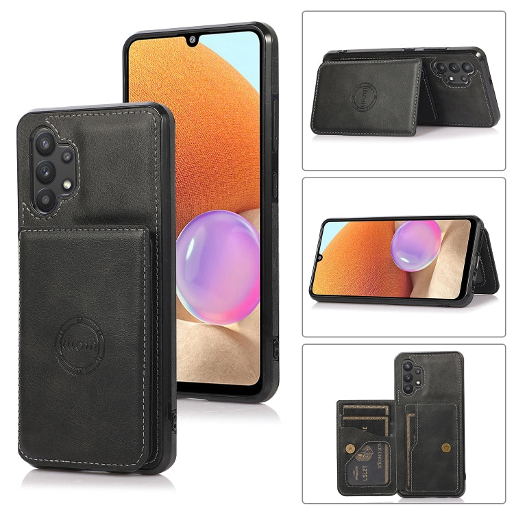 For Samsung Galaxy A32 4G Calf Texture Magnetic Card Bag PU Phone Case