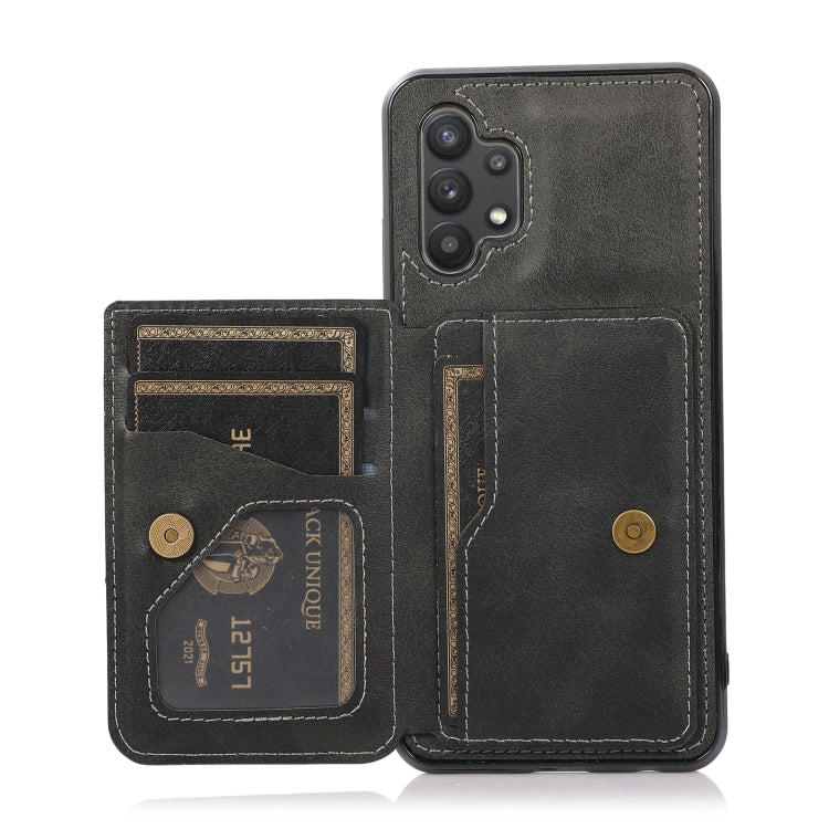 For Samsung Galaxy A32 4G Calf Texture Magnetic Card Bag PU Phone Case