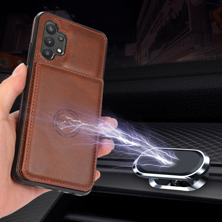 For Samsung Galaxy A32 4G Calf Texture Magnetic Card Bag PU Phone Case