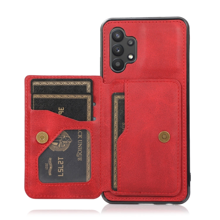 For Samsung Galaxy A32 5G Calf Texture Magnetic Card Bag PU Phone Case