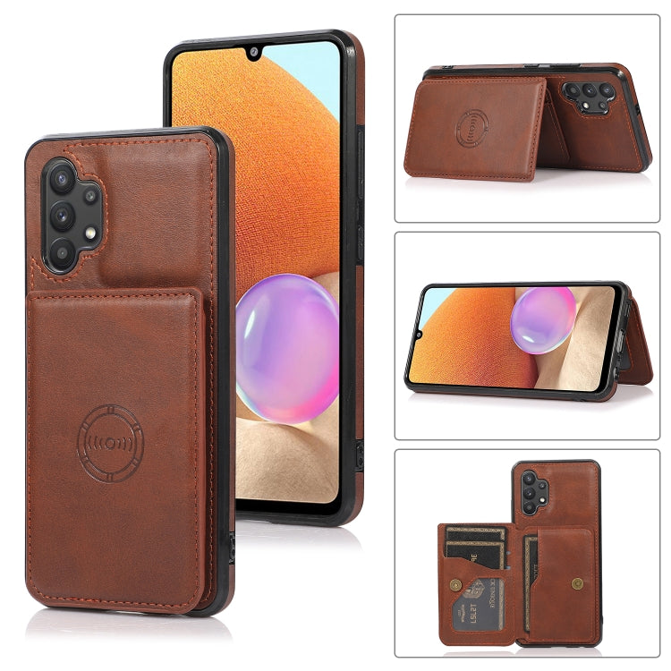 For Samsung Galaxy A32 5G Calf Texture Magnetic Card Bag PU Phone Case