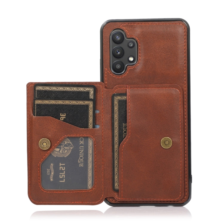 For Samsung Galaxy A32 5G Calf Texture Magnetic Card Bag PU Phone Case