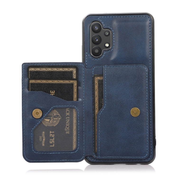 For Samsung Galaxy A32 5G Calf Texture Magnetic Card Bag PU Phone Case