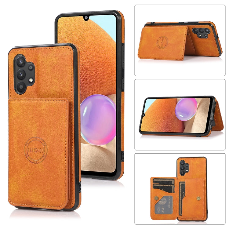 For Samsung Galaxy A32 5G Calf Texture Magnetic Card Bag PU Phone Case