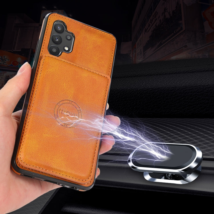 For Samsung Galaxy A32 5G Calf Texture Magnetic Card Bag PU Phone Case