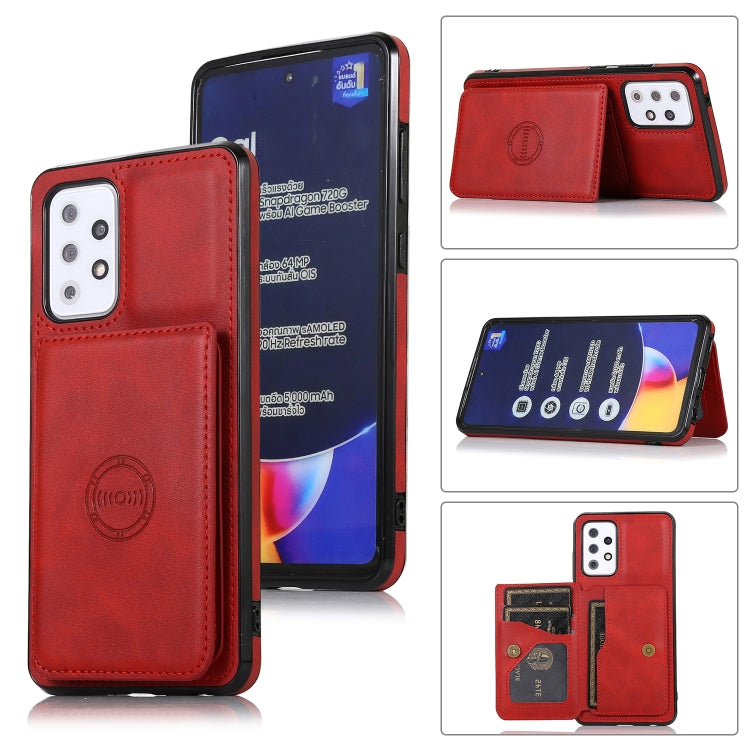 For Samsung Galaxy A52 5G Calf Texture Magnetic Card Bag PU Phone Case