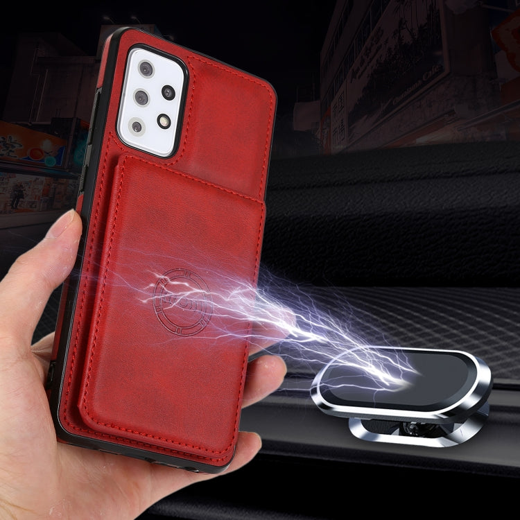 For Samsung Galaxy A52 5G Calf Texture Magnetic Card Bag PU Phone Case