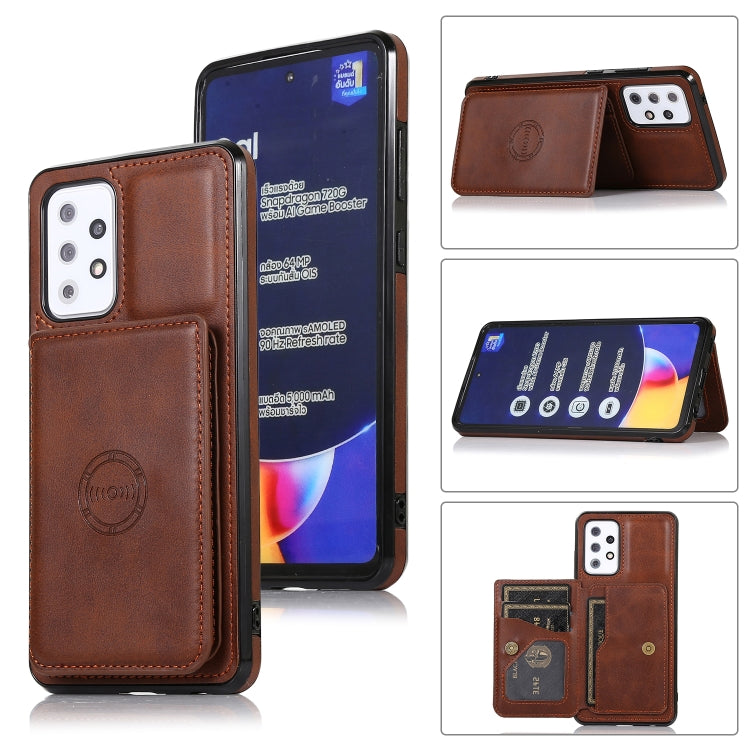 For Samsung Galaxy A52 5G Calf Texture Magnetic Card Bag PU Phone Case