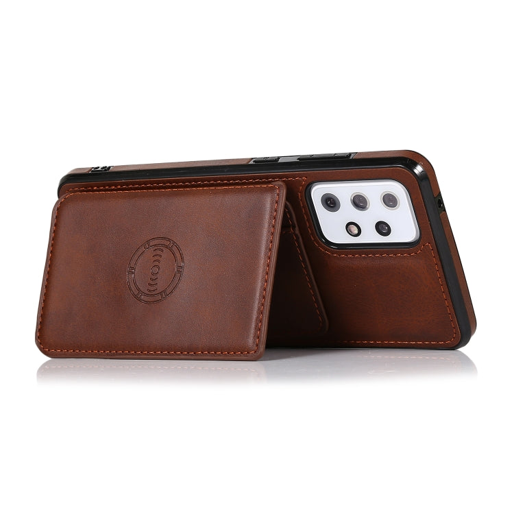 For Samsung Galaxy A52 5G Calf Texture Magnetic Card Bag PU Phone Case