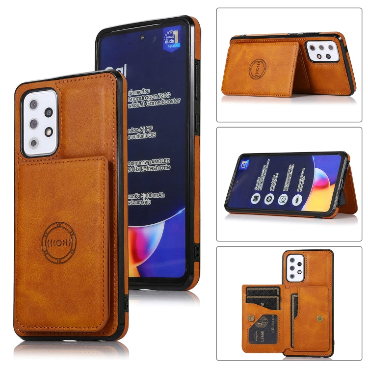 For Samsung Galaxy A52 5G Calf Texture Magnetic Card Bag PU Phone Case