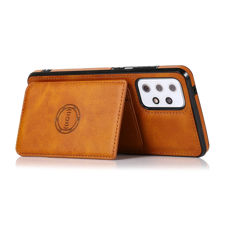 For Samsung Galaxy A52 5G Calf Texture Magnetic Card Bag PU Phone Case