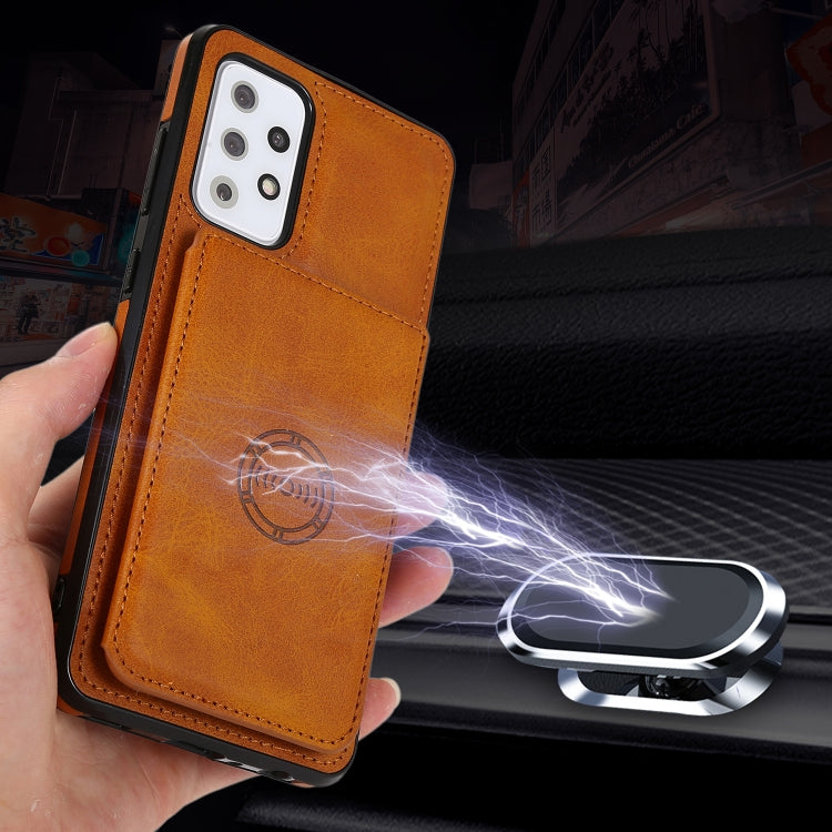 For Samsung Galaxy A52 5G Calf Texture Magnetic Card Bag PU Phone Case