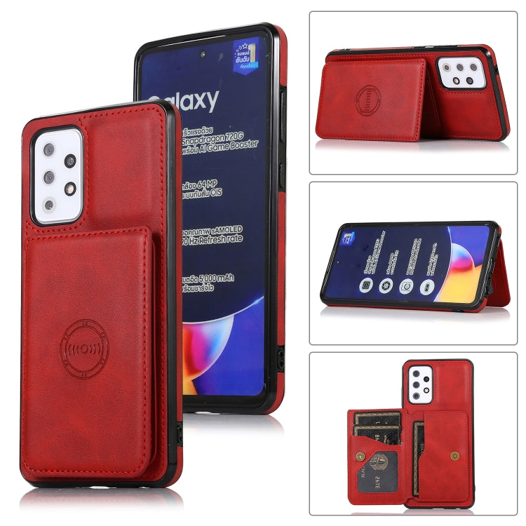 For Samsung Galaxy A72 5G Calf Texture Magnetic Card Bag PU Phone Case
