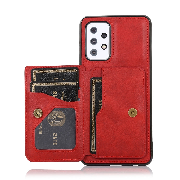 For Samsung Galaxy A72 5G Calf Texture Magnetic Card Bag PU Phone Case