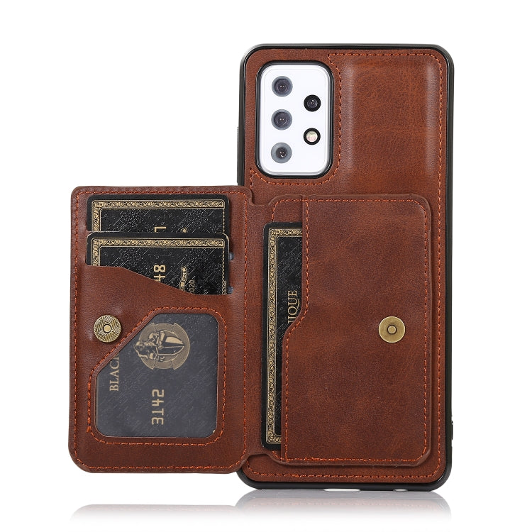 For Samsung Galaxy A72 5G Calf Texture Magnetic Card Bag PU Phone Case