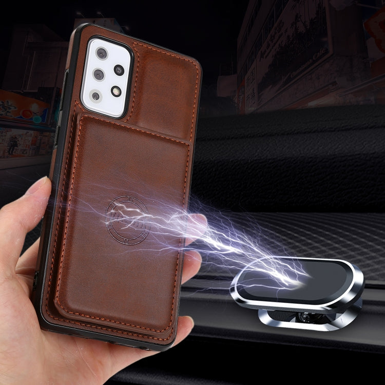 For Samsung Galaxy A72 5G Calf Texture Magnetic Card Bag PU Phone Case