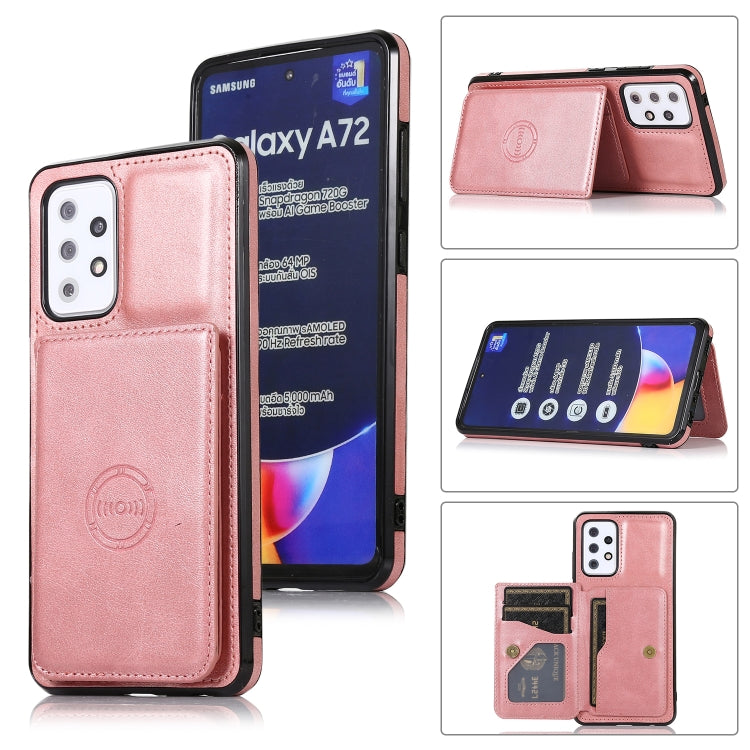 For Samsung Galaxy A72 5G Calf Texture Magnetic Card Bag PU Phone Case