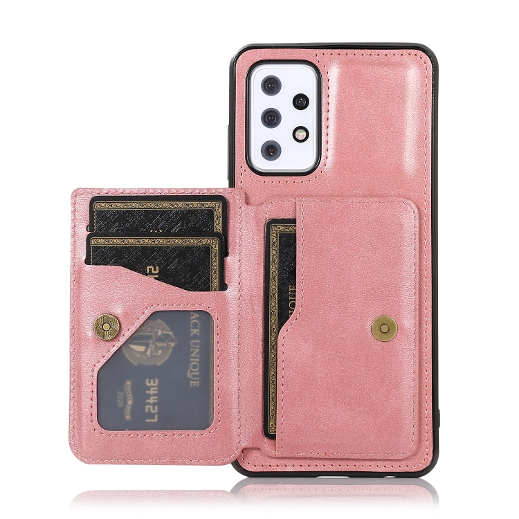 For Samsung Galaxy A72 5G Calf Texture Magnetic Card Bag PU Phone Case