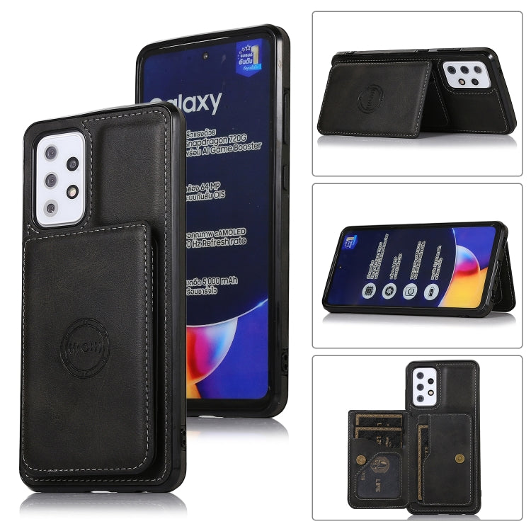 For Samsung Galaxy A72 5G Calf Texture Magnetic Card Bag PU Phone Case