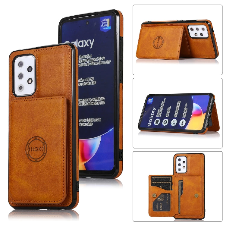 For Samsung Galaxy A72 5G Calf Texture Magnetic Card Bag PU Phone Case