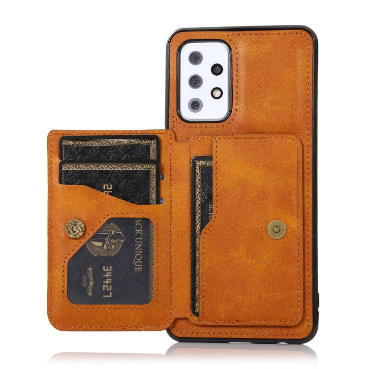 For Samsung Galaxy A72 5G Calf Texture Magnetic Card Bag PU Phone Case
