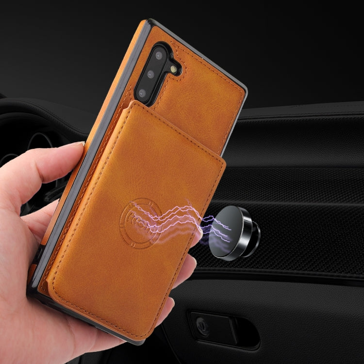 For Samsung Galaxy Note10 Calf Texture Magnetic Card Bag PU Phone Case