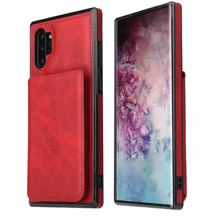 For Samsung Galaxy Note10+ Calf Texture Magnetic Card Bag PU Phone Case