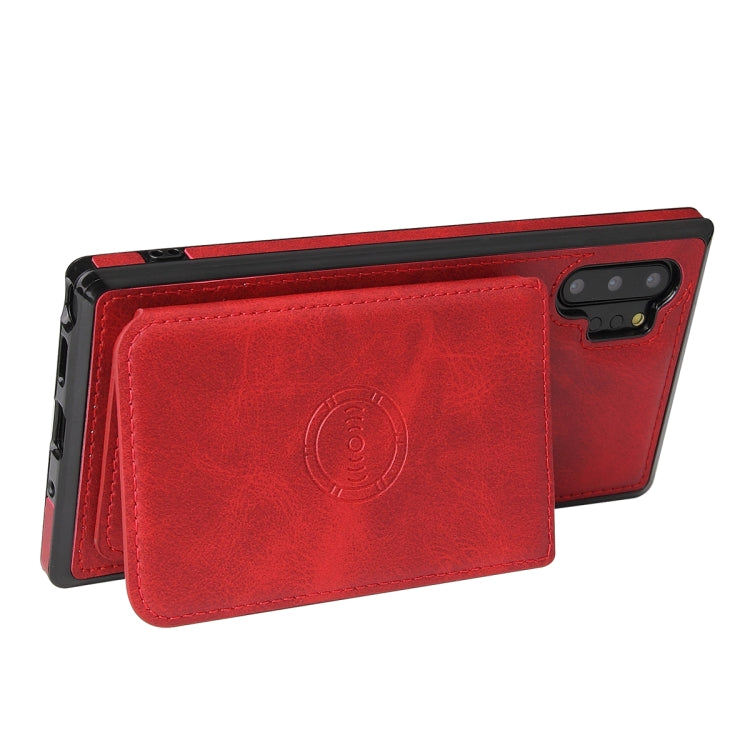 For Samsung Galaxy Note10+ Calf Texture Magnetic Card Bag PU Phone Case
